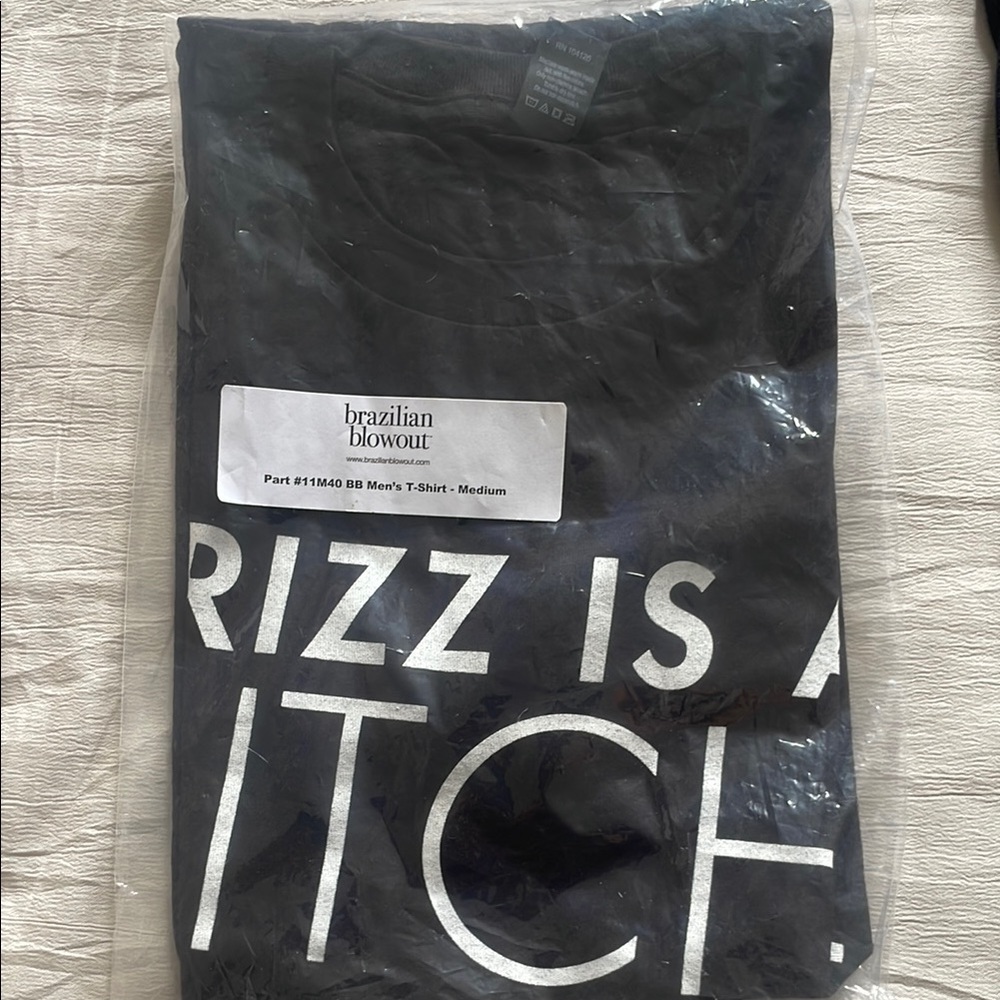 Brazilian Blowout Black T-Shirt Bold White Text UNISEXMen’s size Medium- 2pc